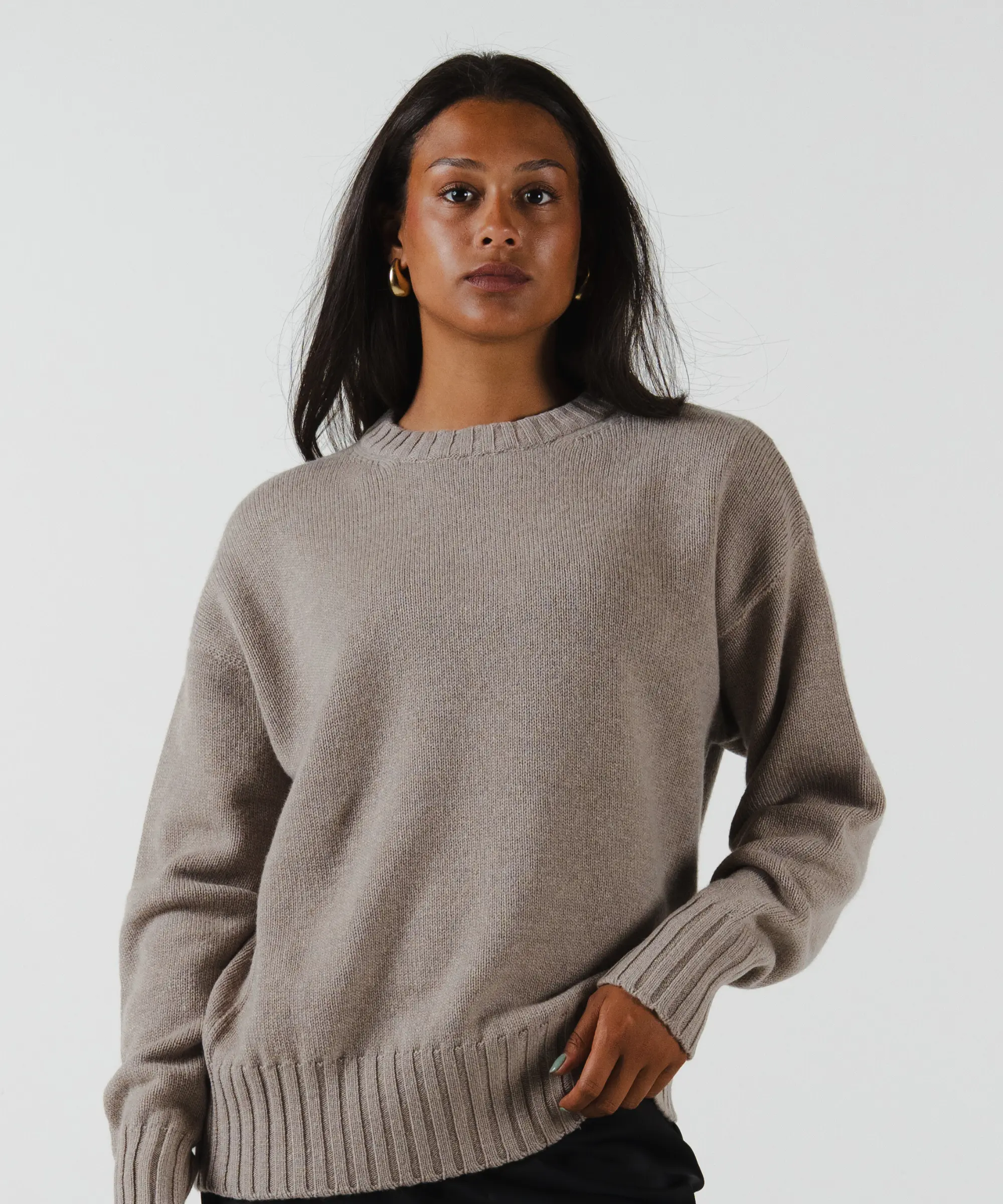 unisex crewneck taupe merino wool cashmere Casa Nodale