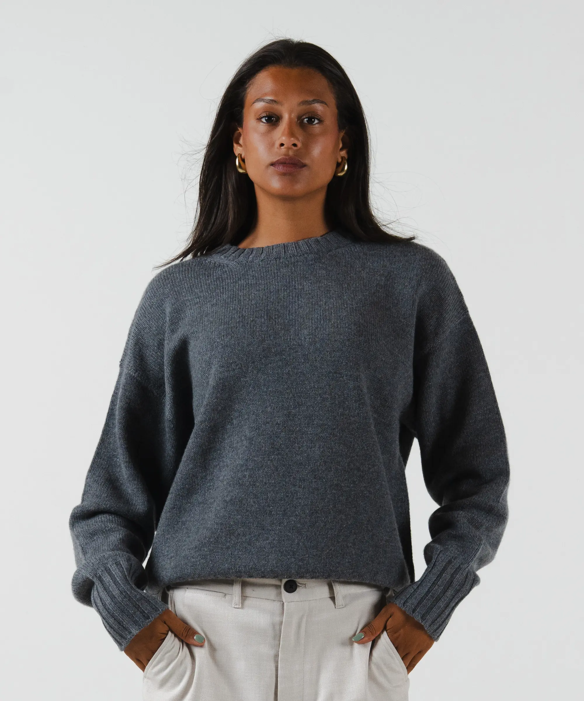 unisex crewneck charcoal grey merino wool cashmere Casa Nodale