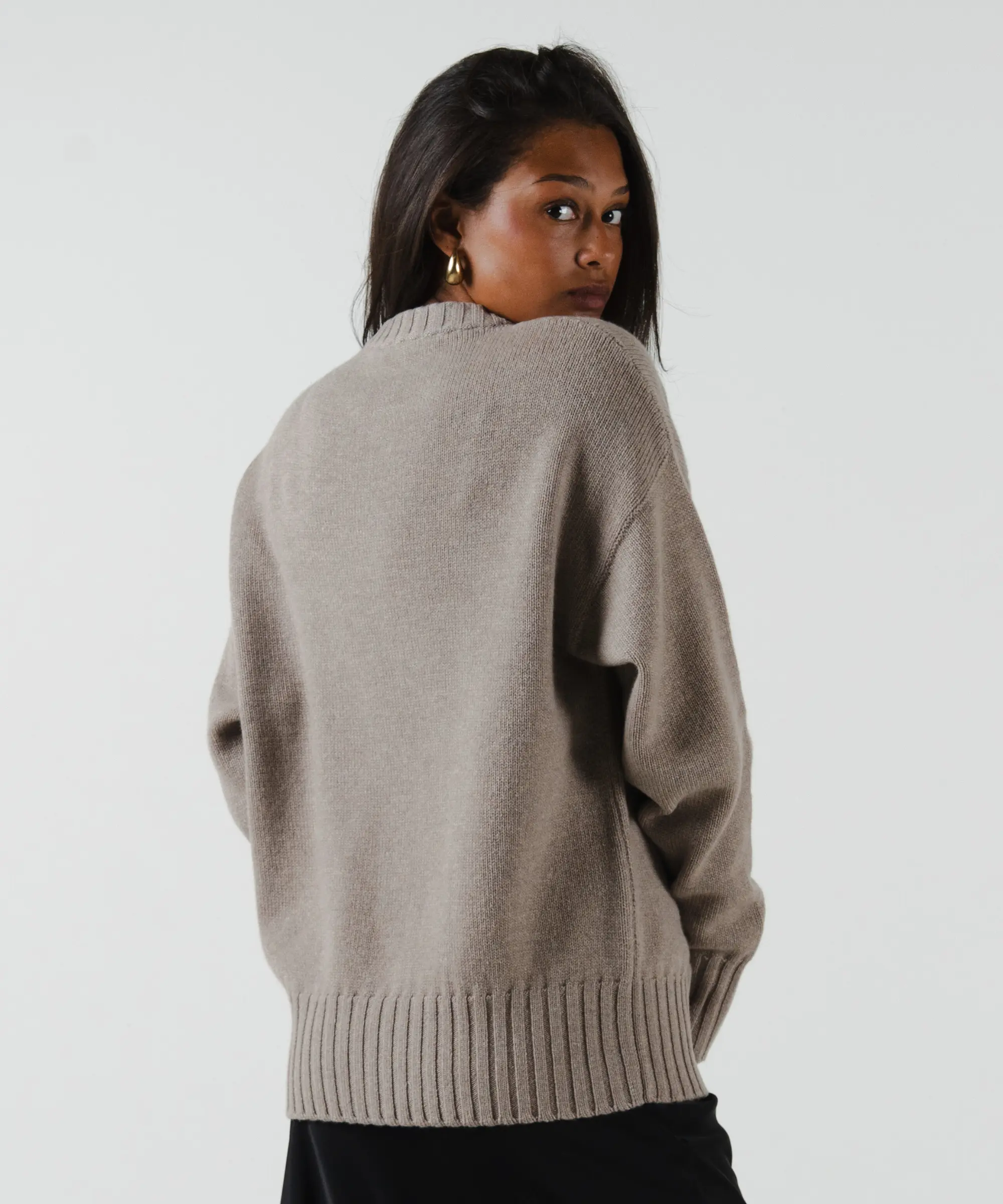 unisex crewneck taupe merino wool cashmere Casa Nodale
