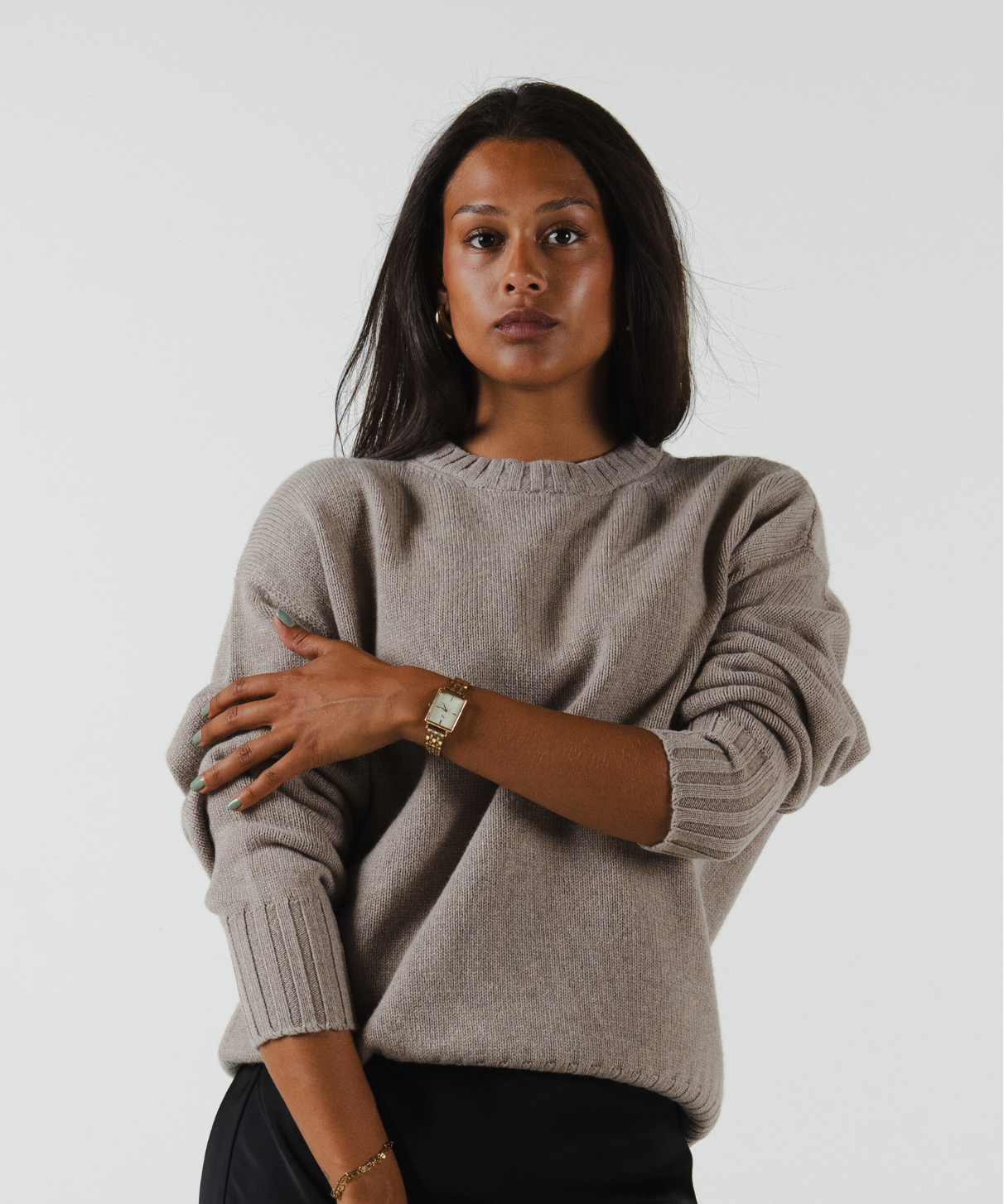 unisex crewneck taupe merino wool cashmere Casa Nodale