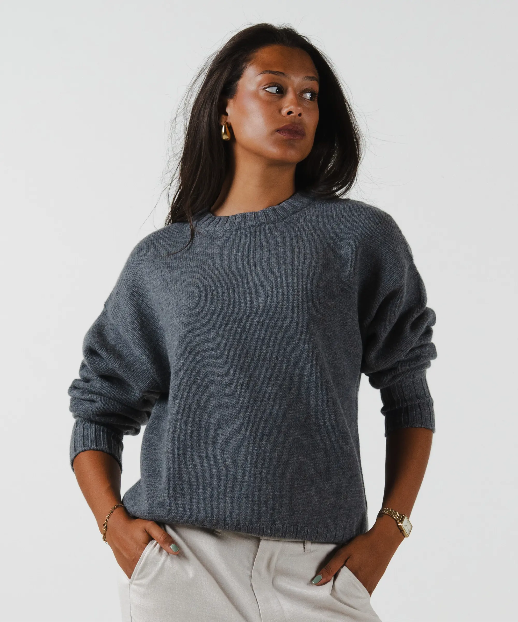 unisex crewneck charcoal grey merino wool cashmere Casa Nodale