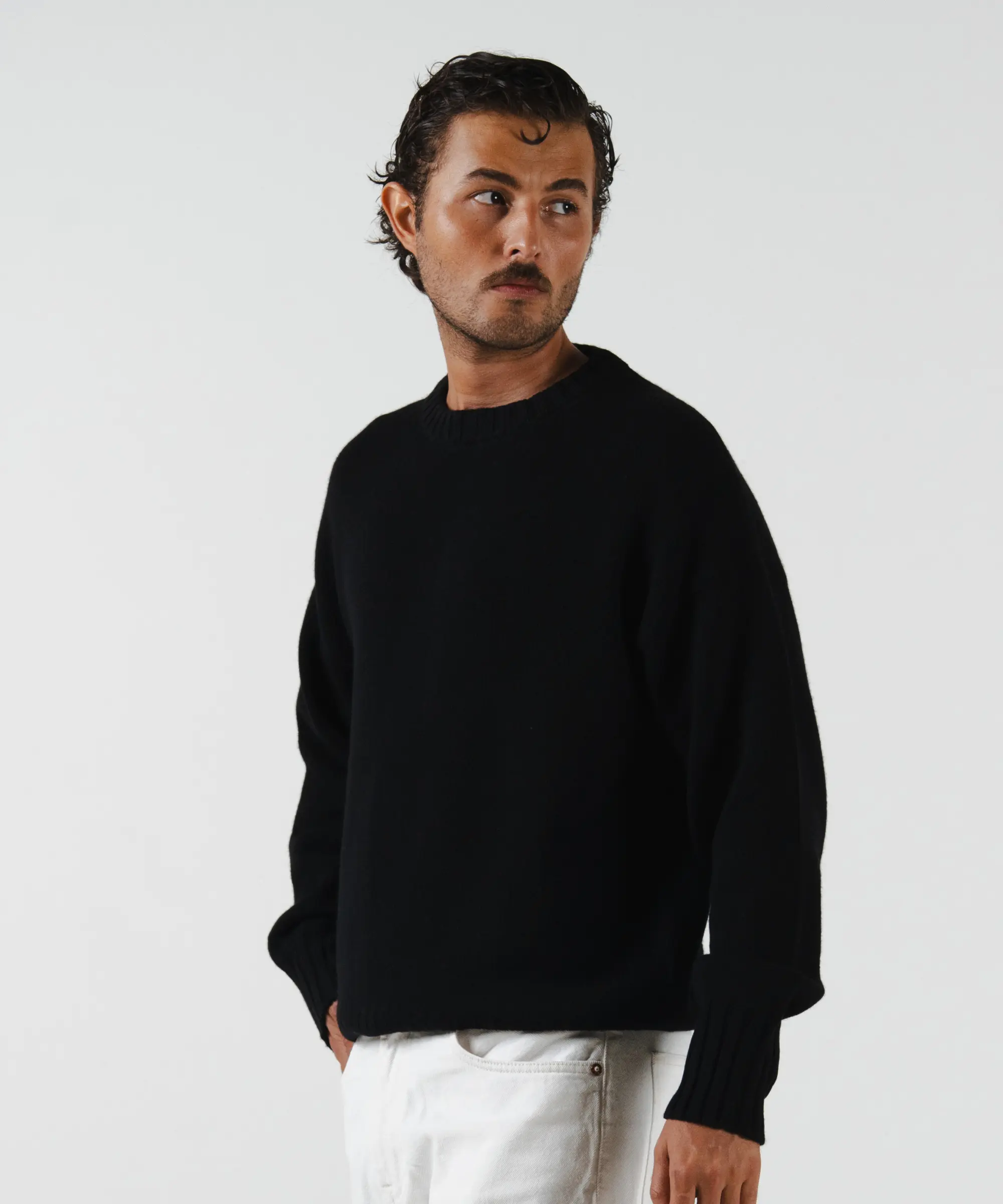 unisex crewneck black merino wool cashmere Casa Nodale