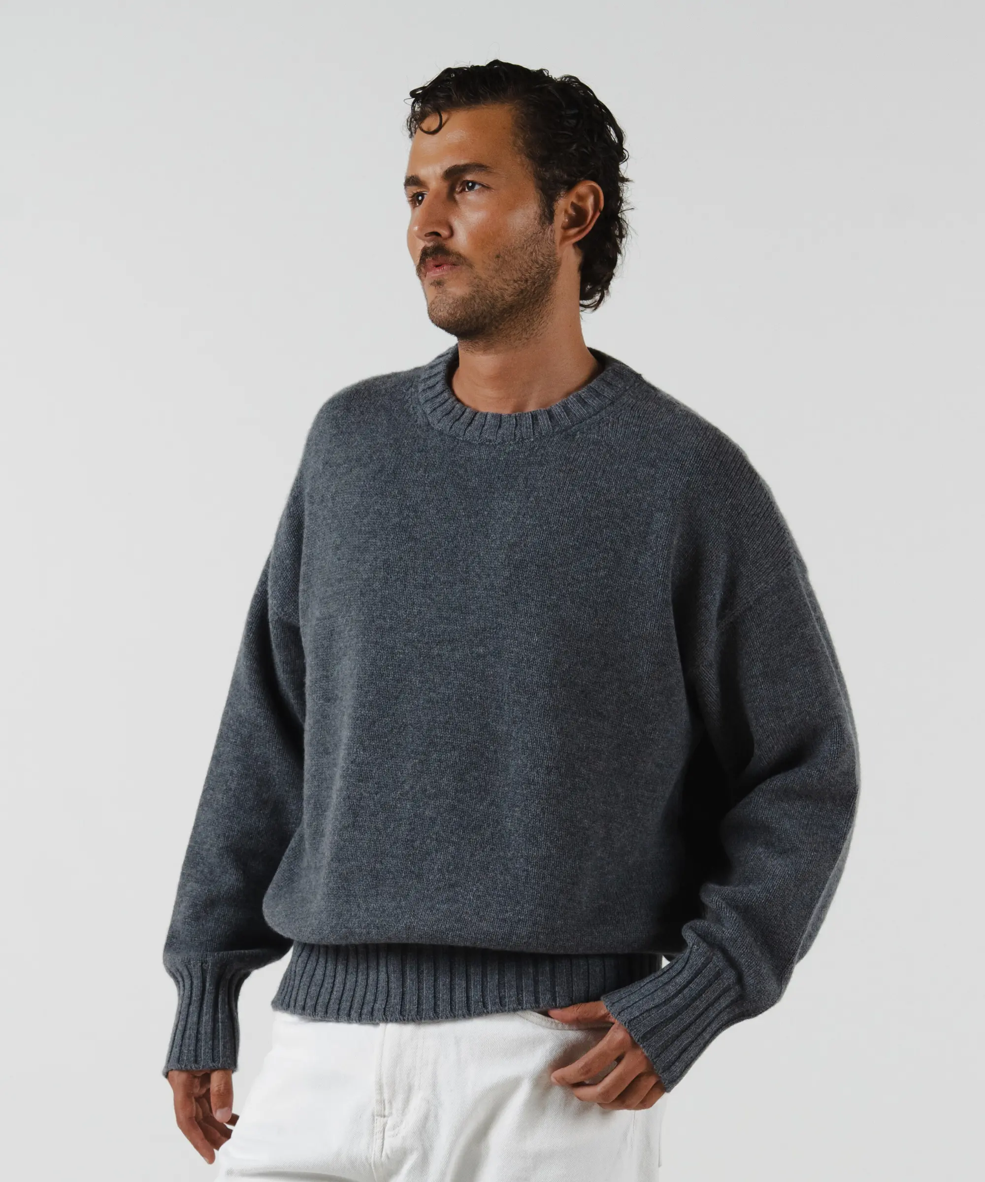 unisex crewneck charcoal grey merino wool cashmere Casa Nodale