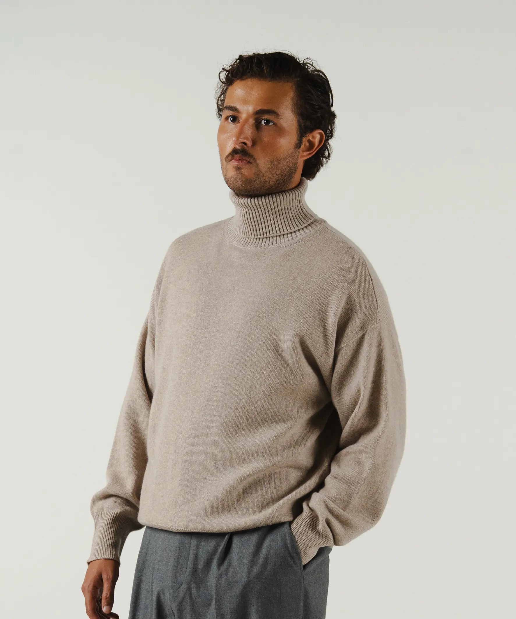 unisex turtleneck beige merino wool cashmere Casa Nodale