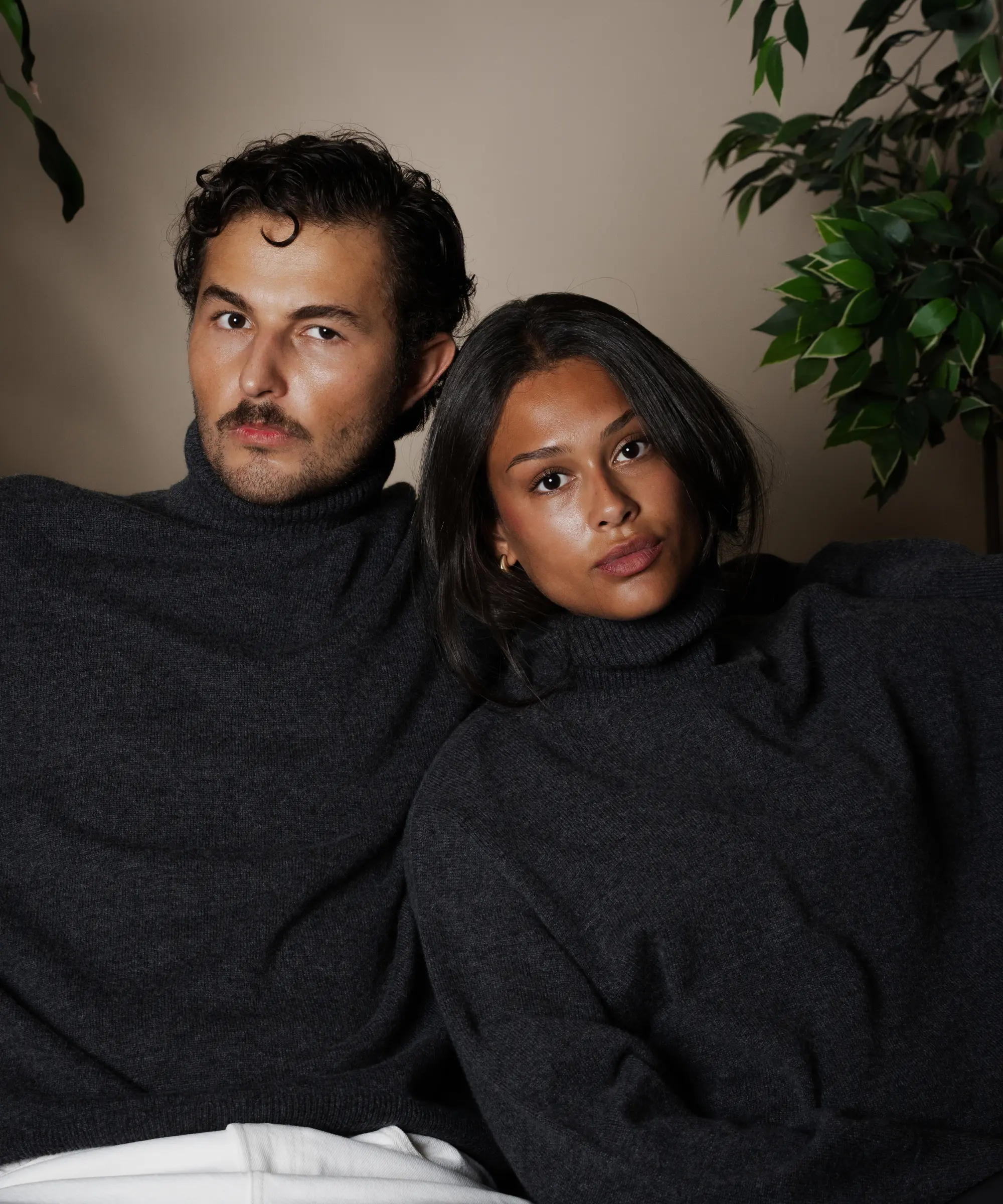 unisex turtleneck charcoal grey merino wool cashmere Casa Nodale