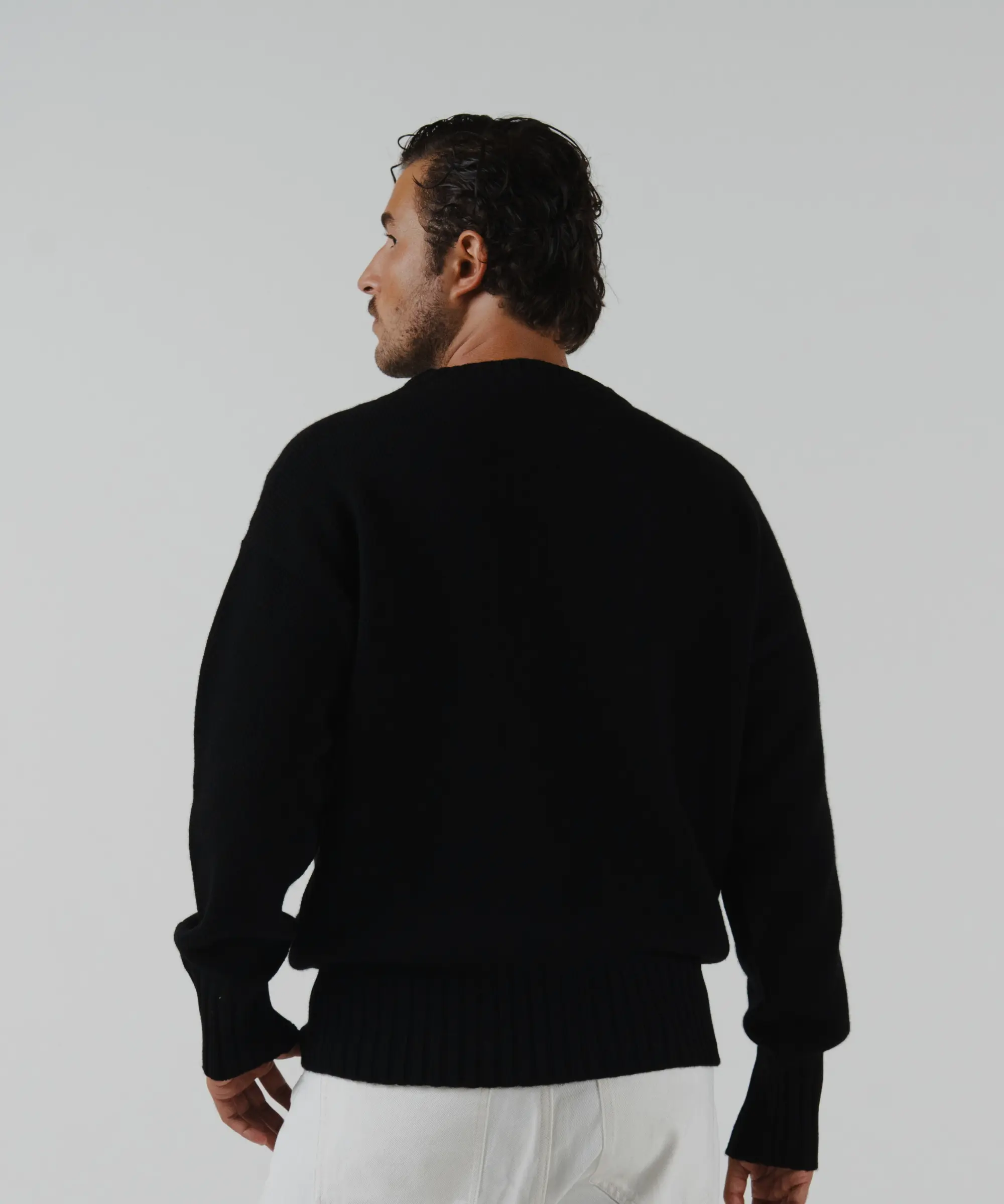 unisex crewneck black merino wool cashmere Casa Nodale