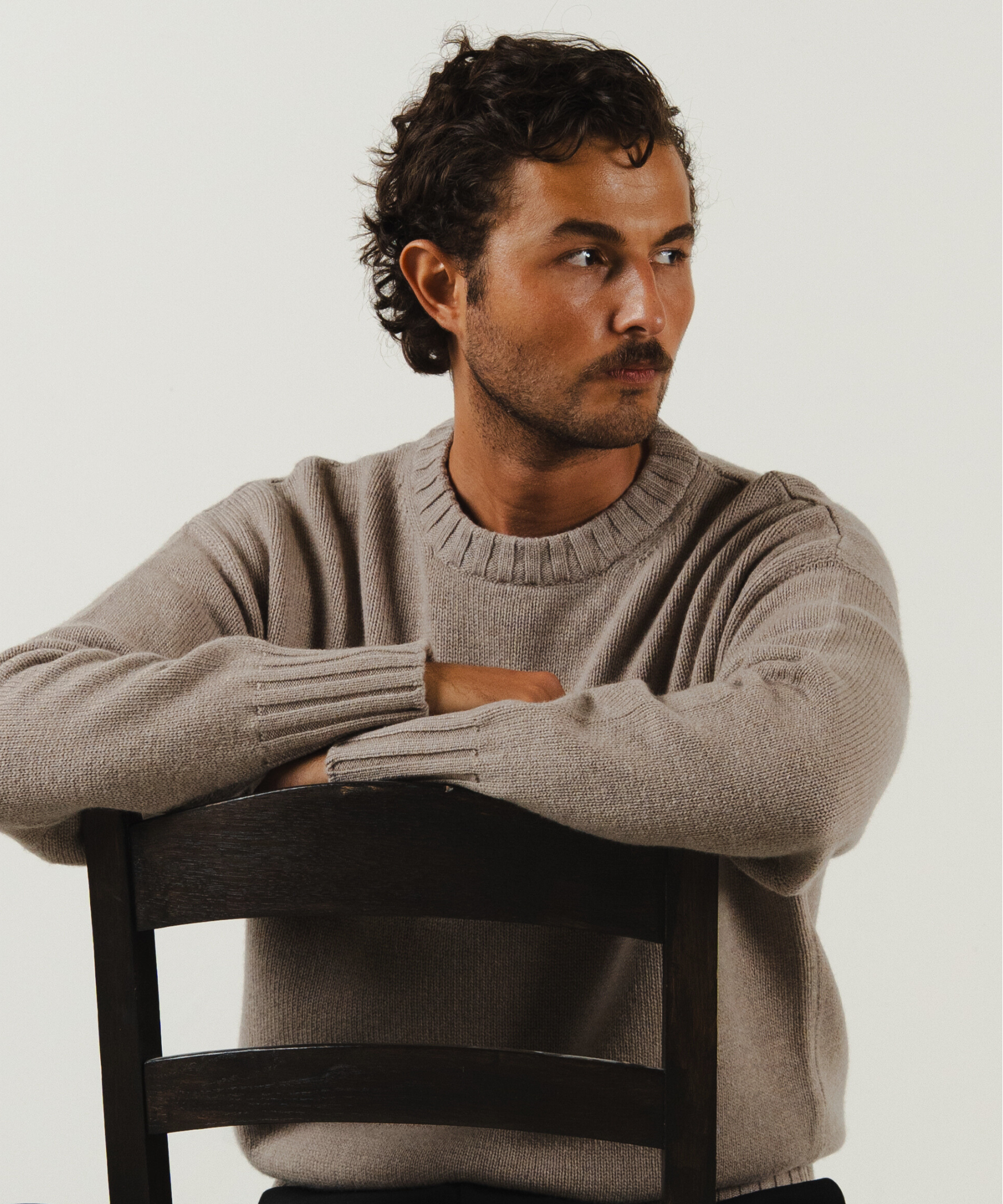 unisex crewneck taupe merino wool cashmere Casa Nodale