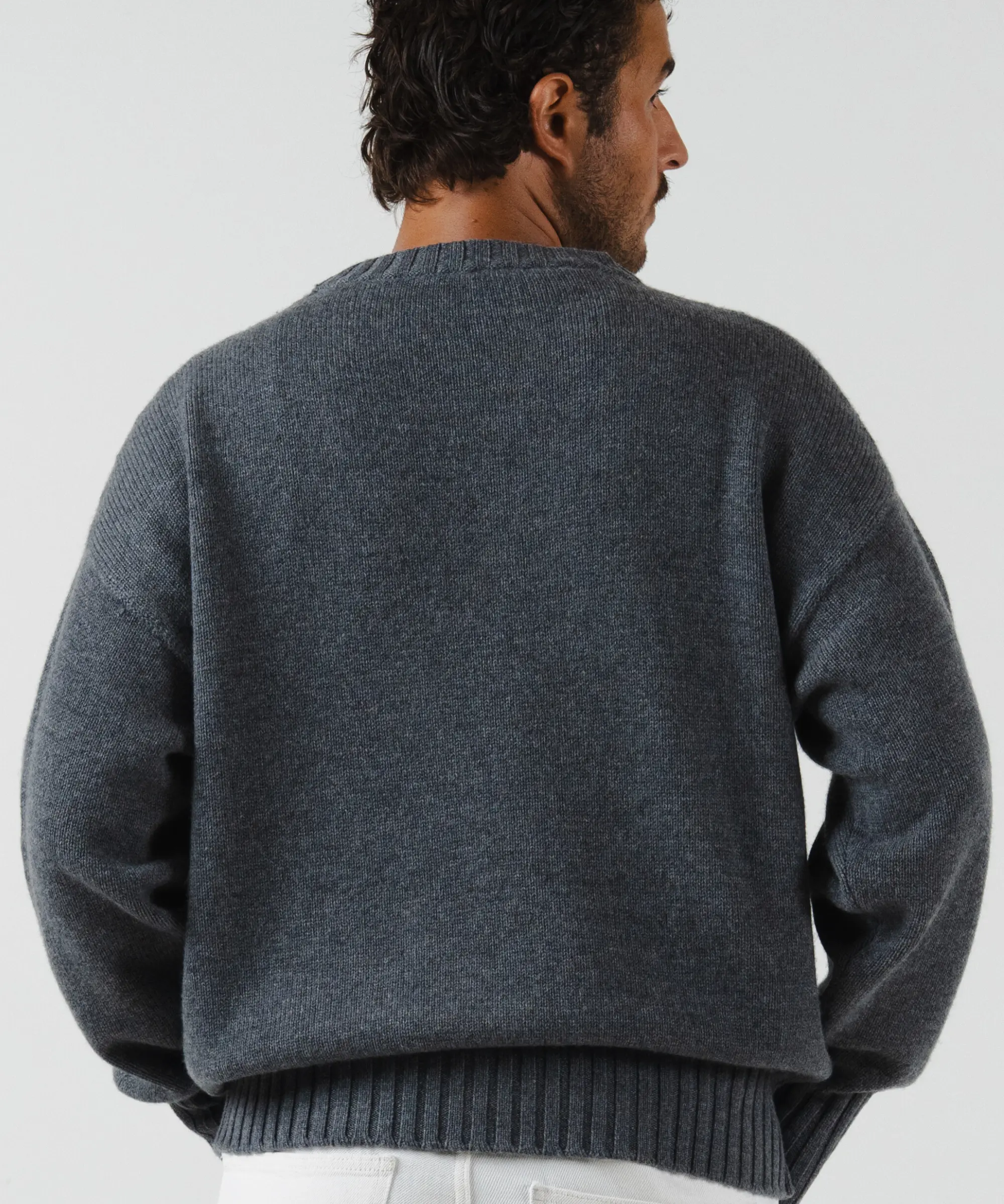 unisex crewneck charcoal grey merino wool cashmere Casa Nodale