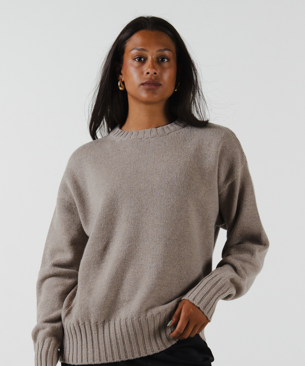 unisex crewneck taupe merino wool cashmere Casa Nodale