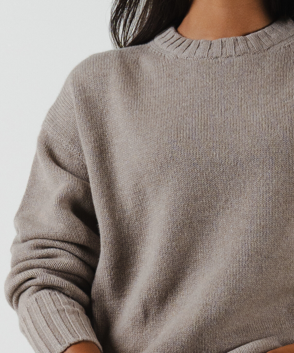 unisex crewneck taupe merino wool cashmere Casa Nodale