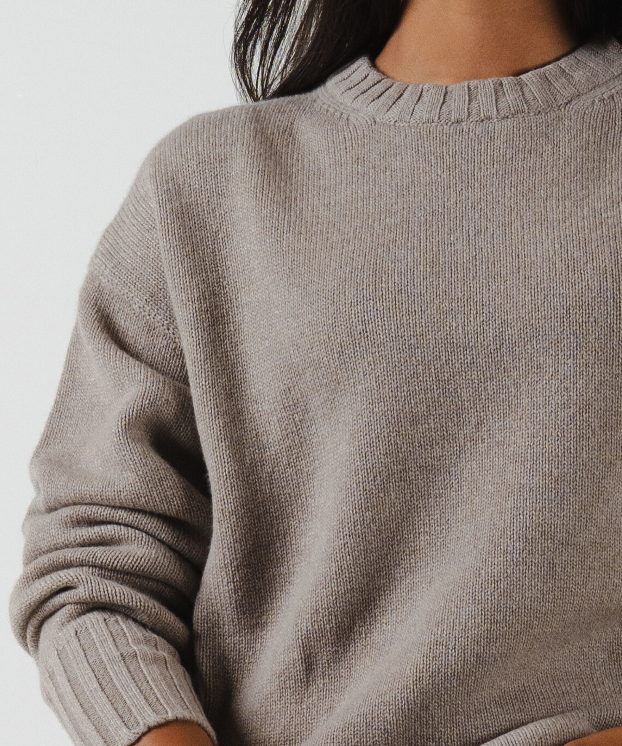unisex crewneck taupe merino wool cashmere Casa Nodale