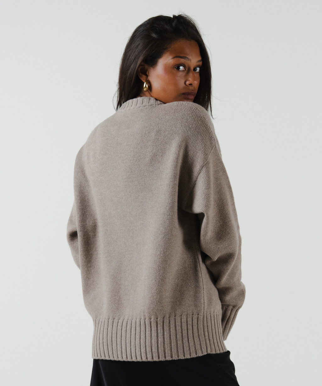 unisex crewneck taupe merino wool cashmere Casa Nodale