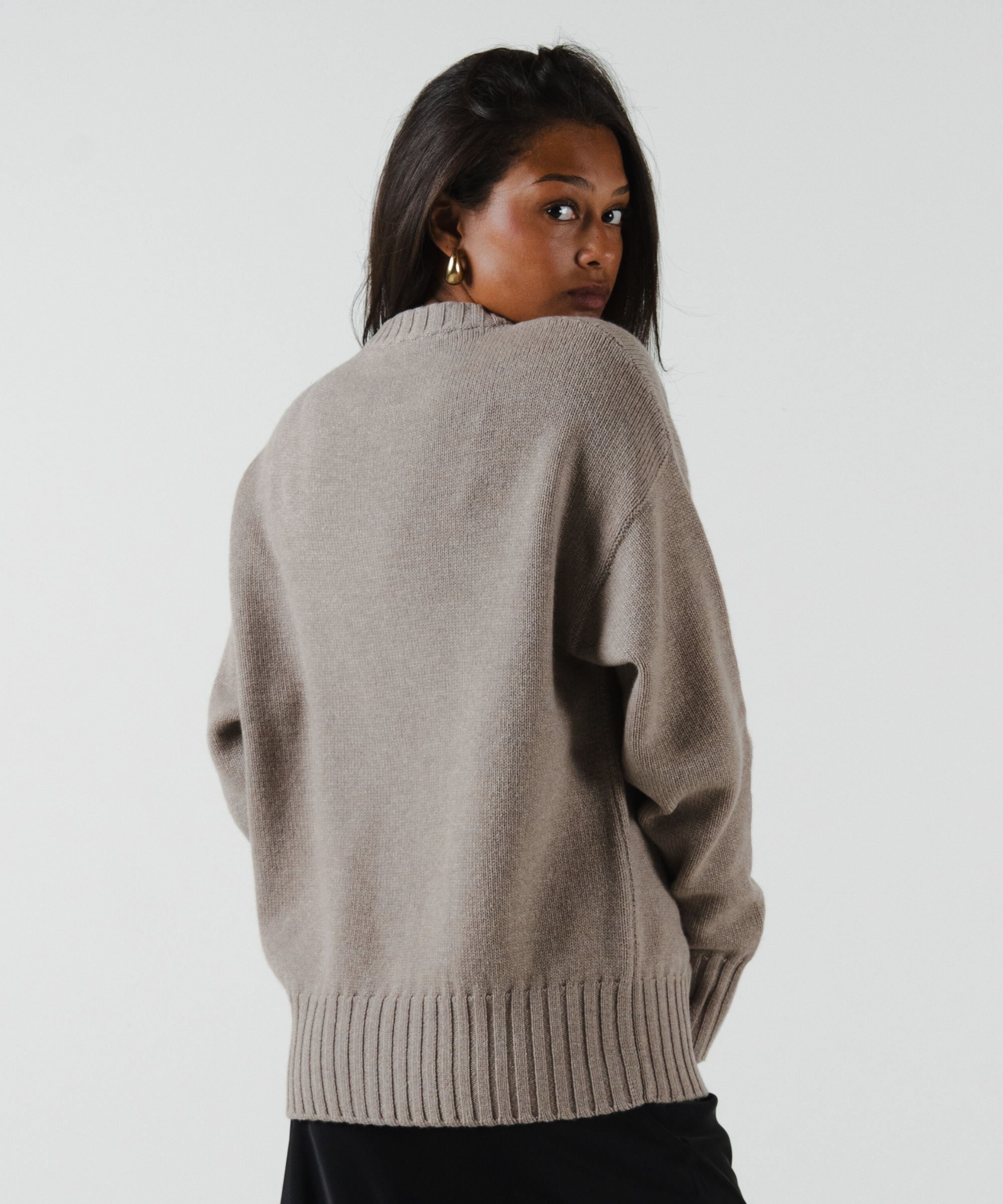 unisex crewneck taupe merino wool cashmere Casa Nodale