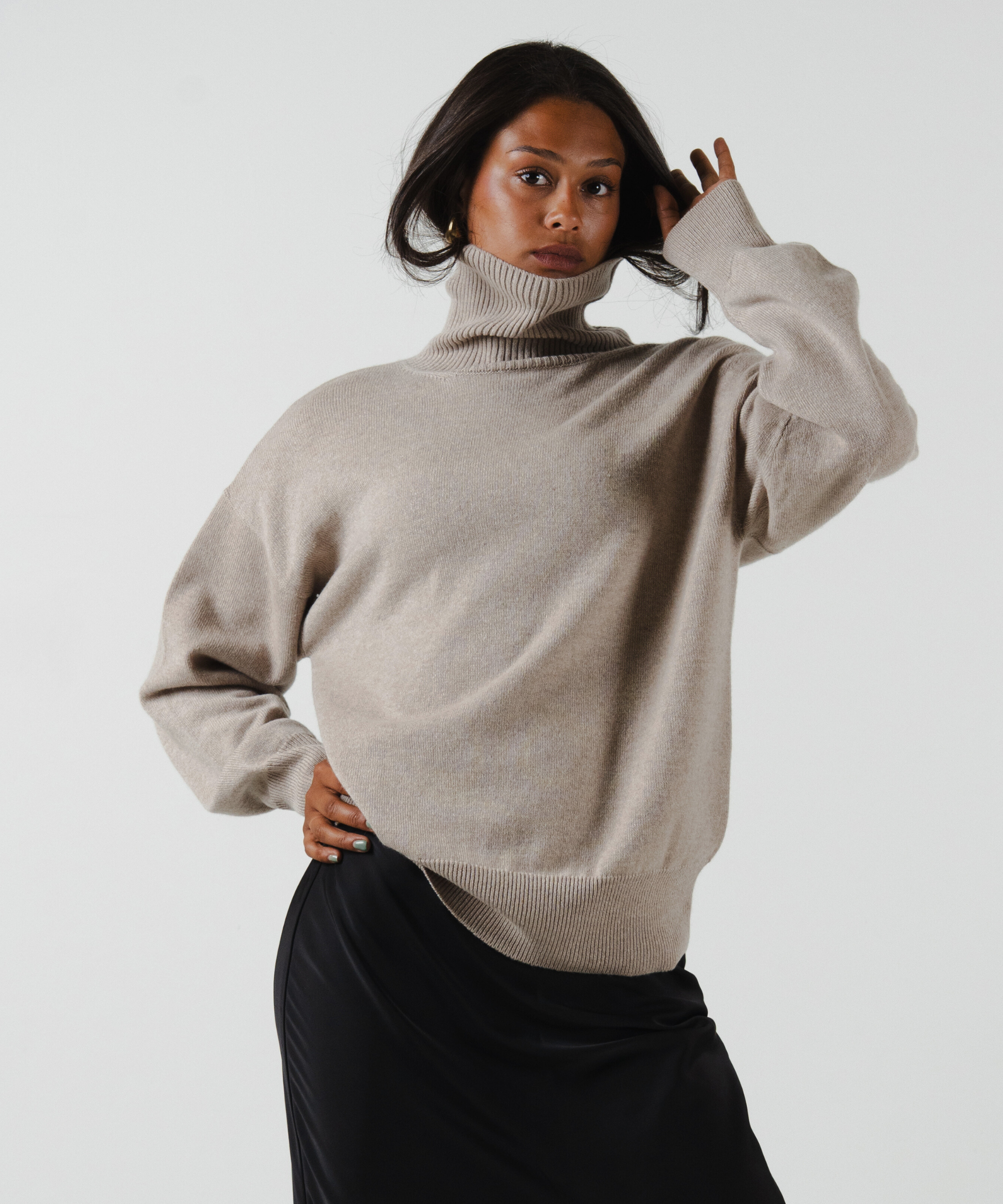 unisex turtleneck beige merino wool cashmere Casa Nodale