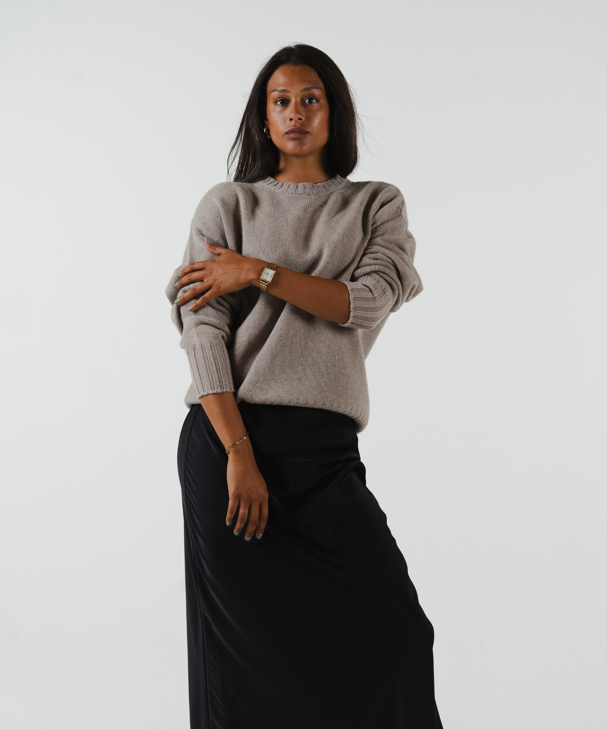 unisex crewneck taupe merino wool cashmere Casa Nodale
