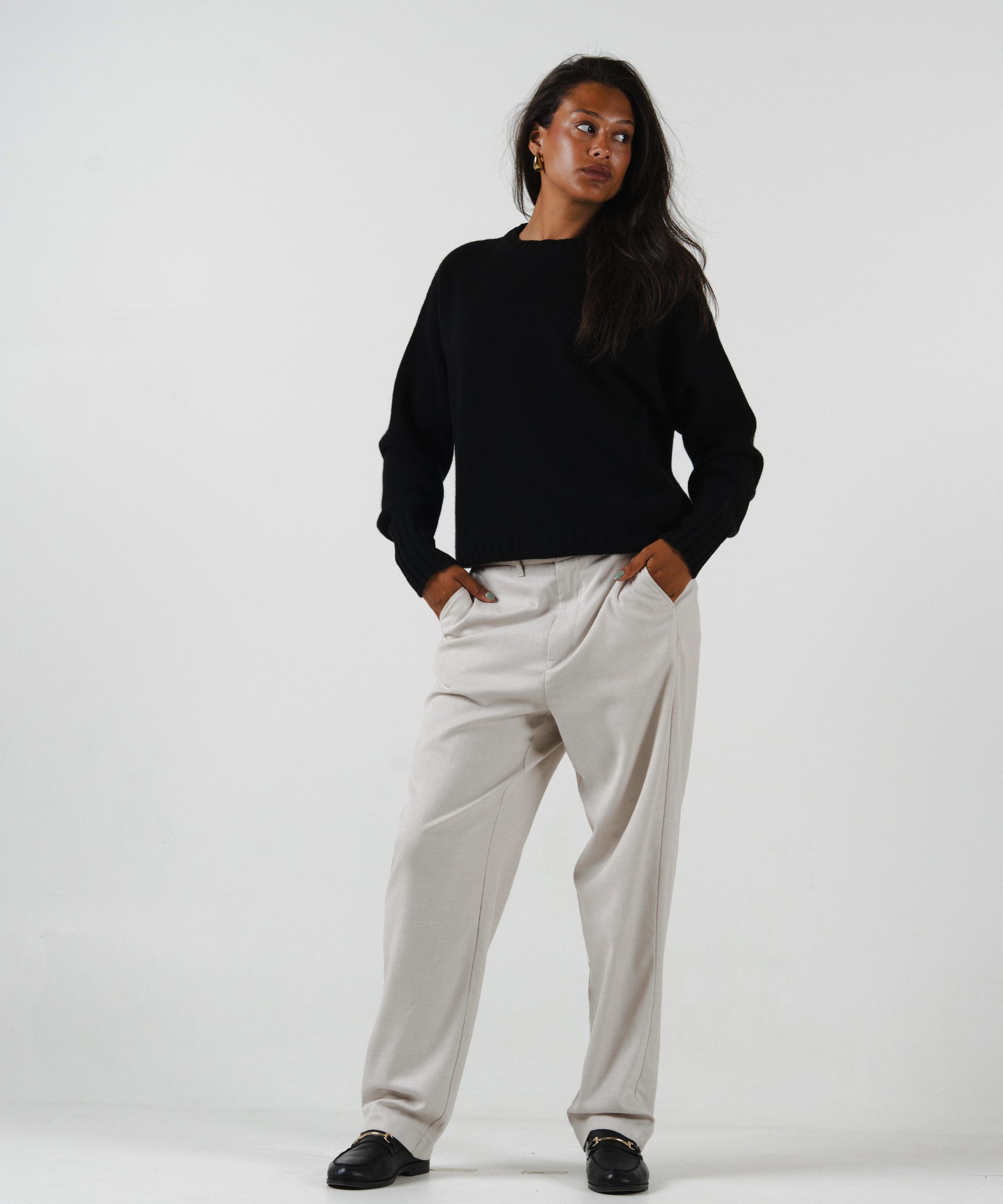 unisex crewneck black merino wool cashmere Casa Nodale