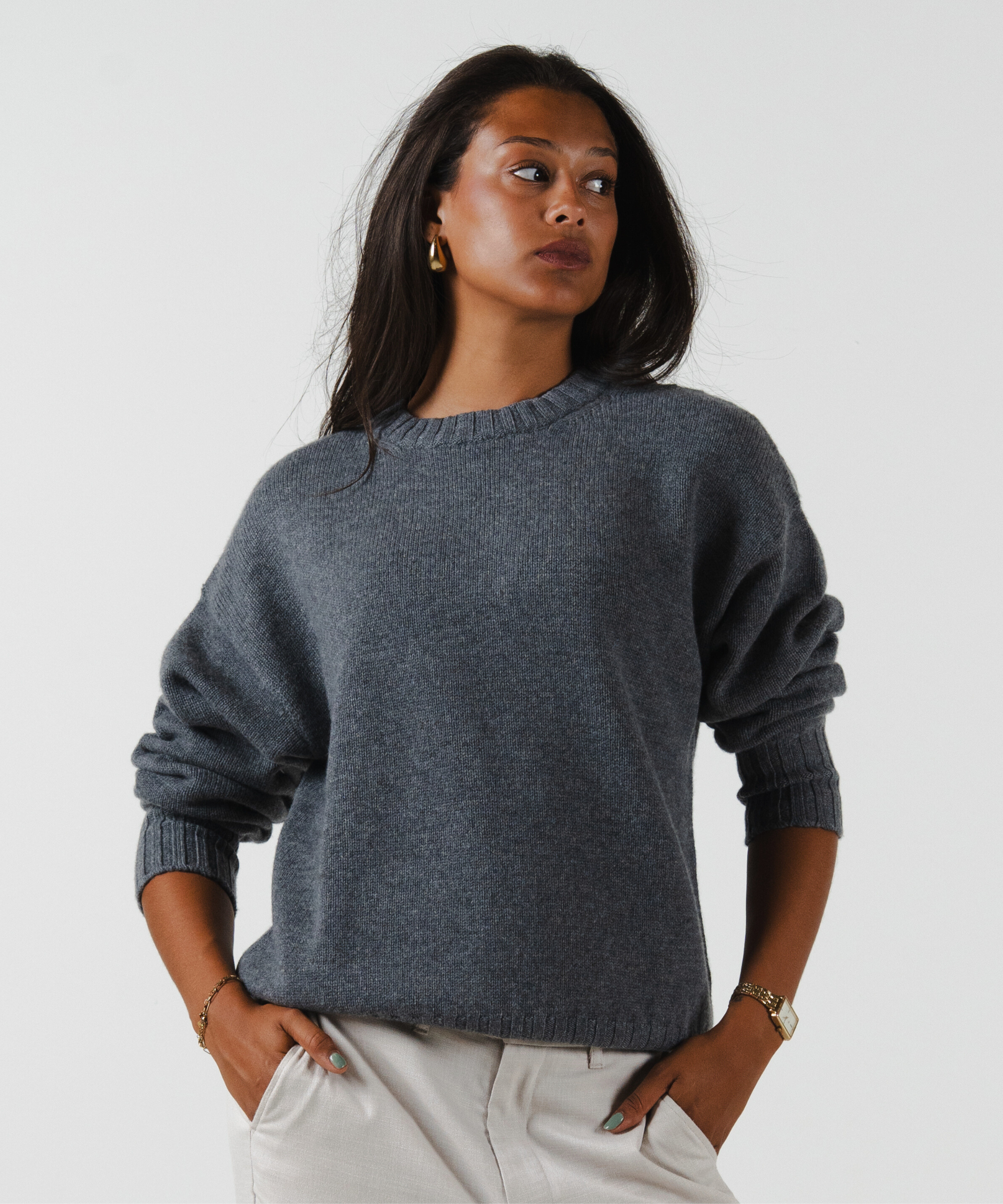 unisex crewneck charcoal grey merino wool cashmere Casa Nodale