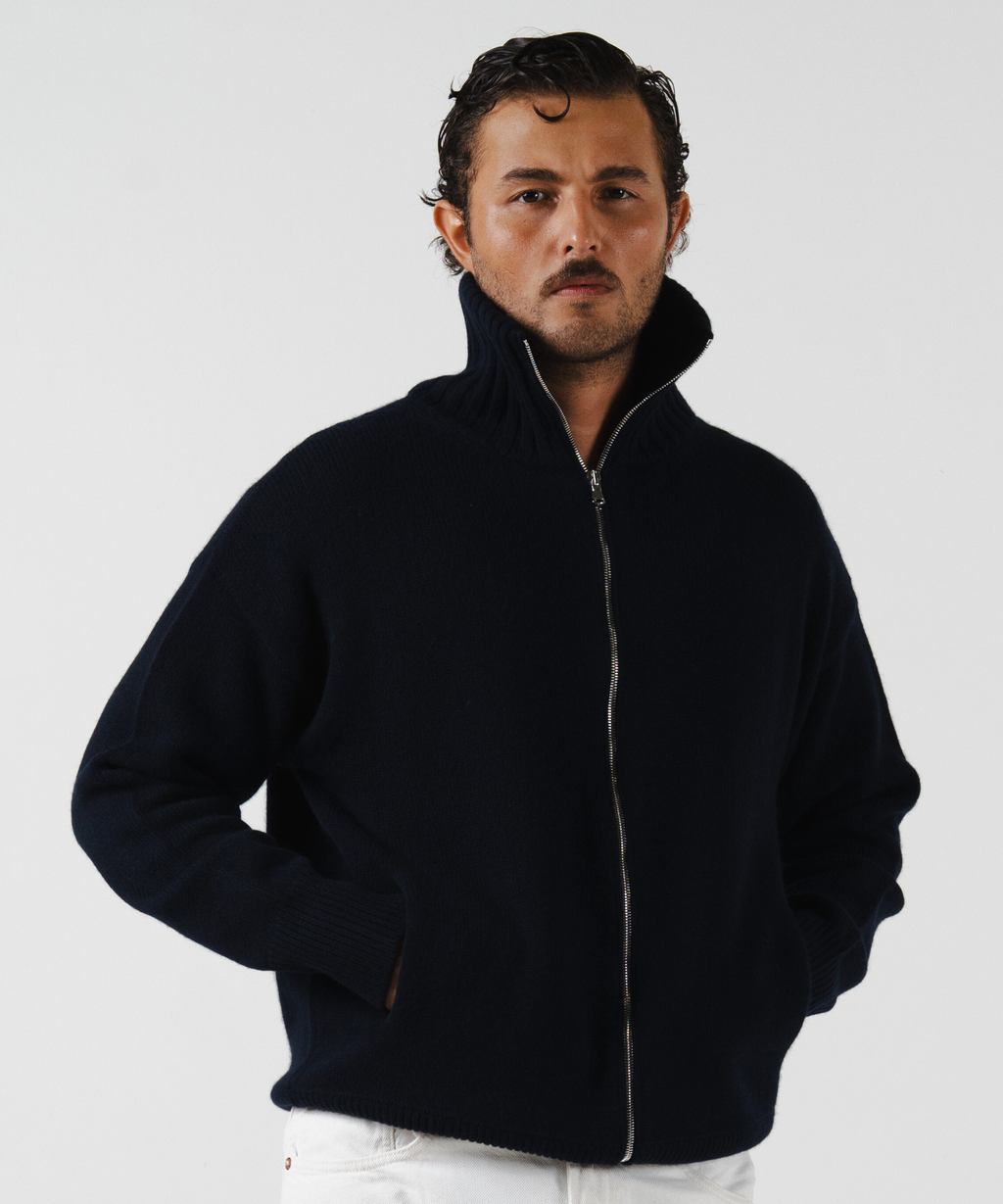 unisex Cardigan blue Navy merino wool cashmere Casa Nodale