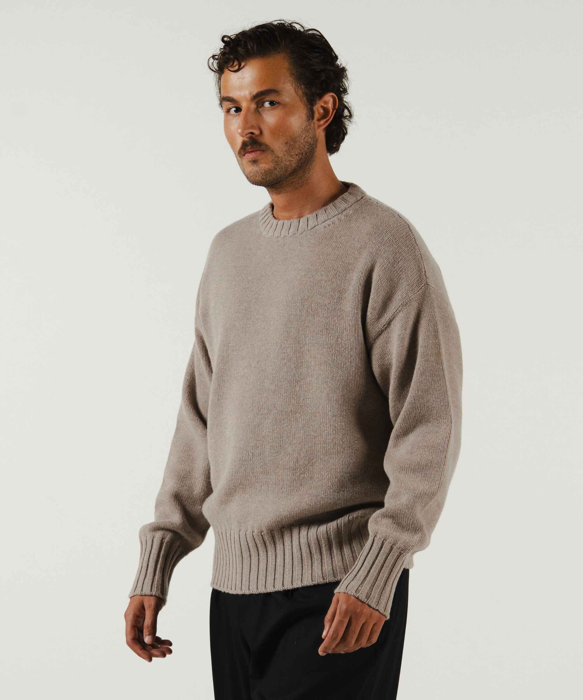 unisex crewneck taupe merino wool cashmere Casa Nodale