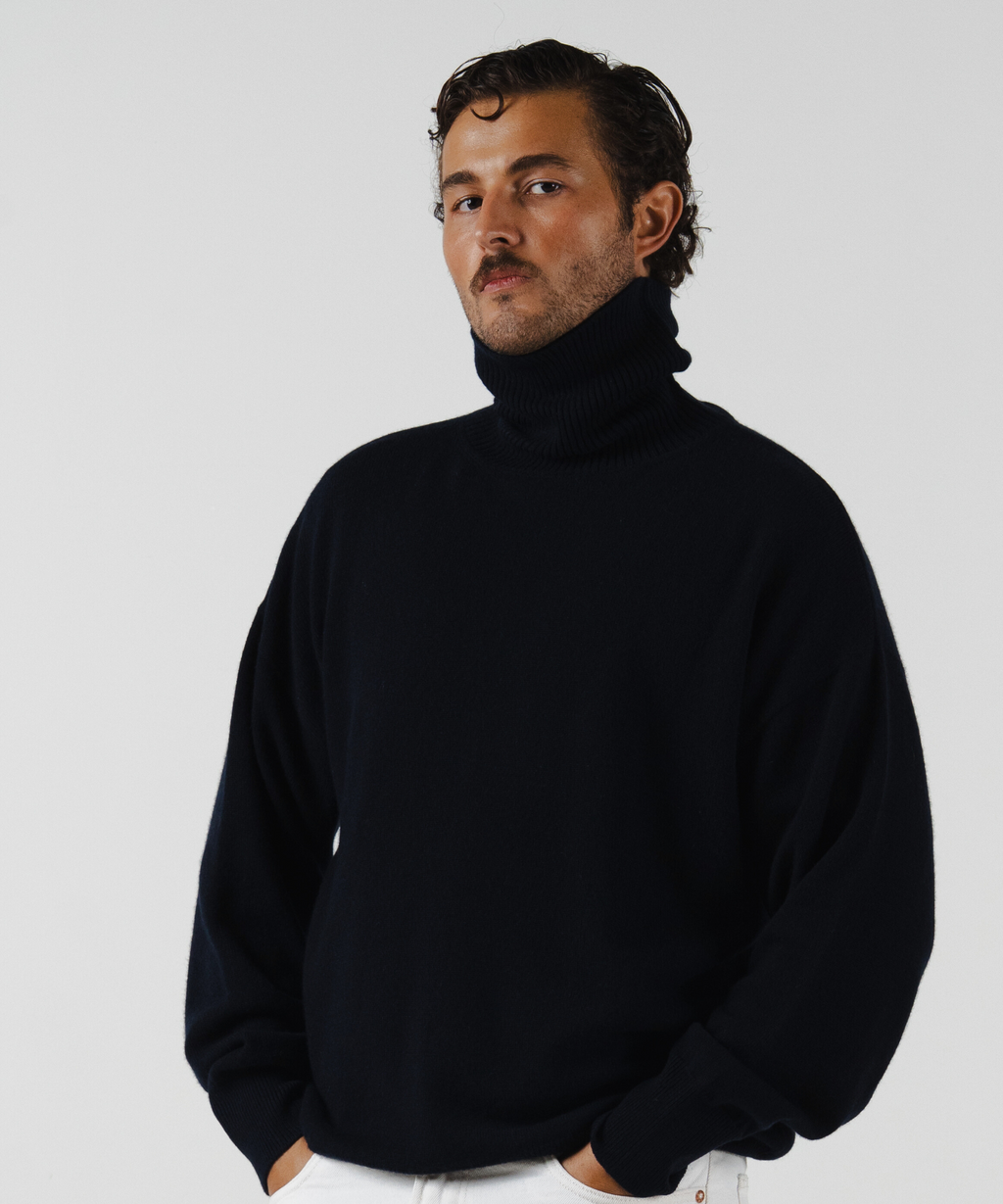 Volta Turtleneck, Navy - Casa Nodale
