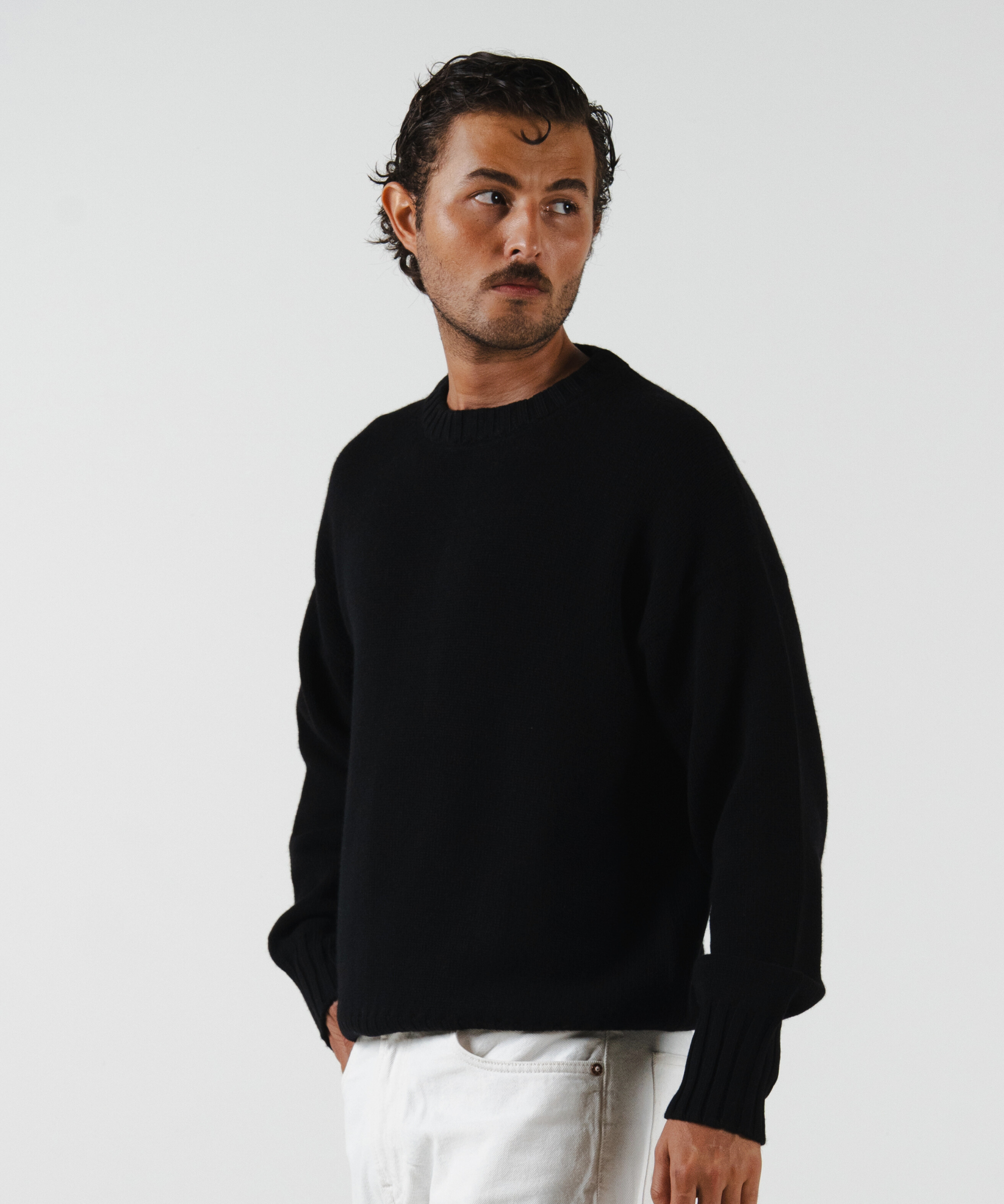 unisex crewneck black merino wool cashmere Casa Nodale