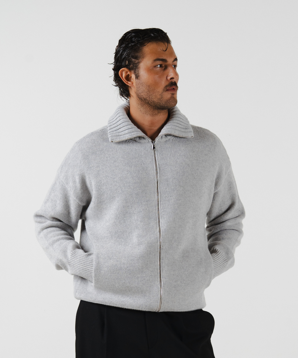 unisex Cardigan light grey merino wool cashmere Casa Nodale