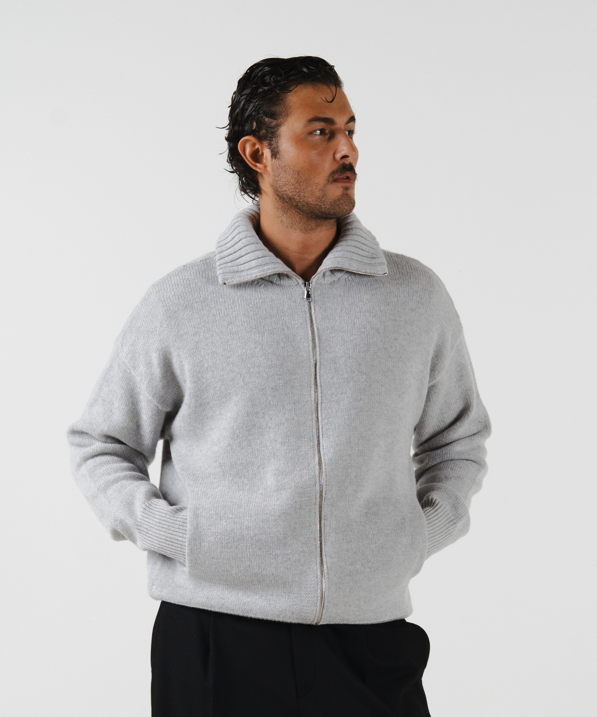 unisex Cardigan light grey merino wool cashmere Casa Nodale