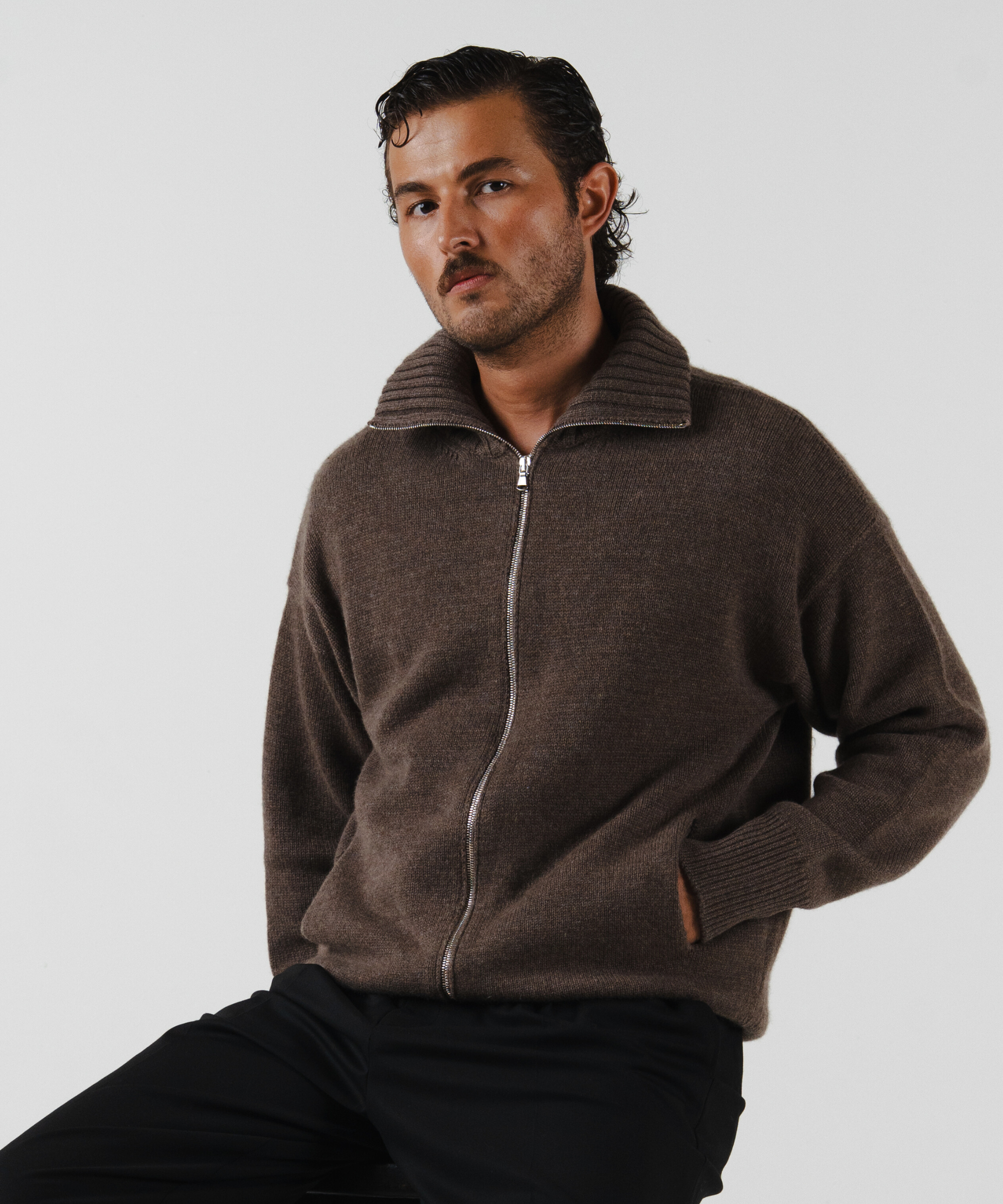 unisex Cardigan brown merino wool cashmere Casa Nodale