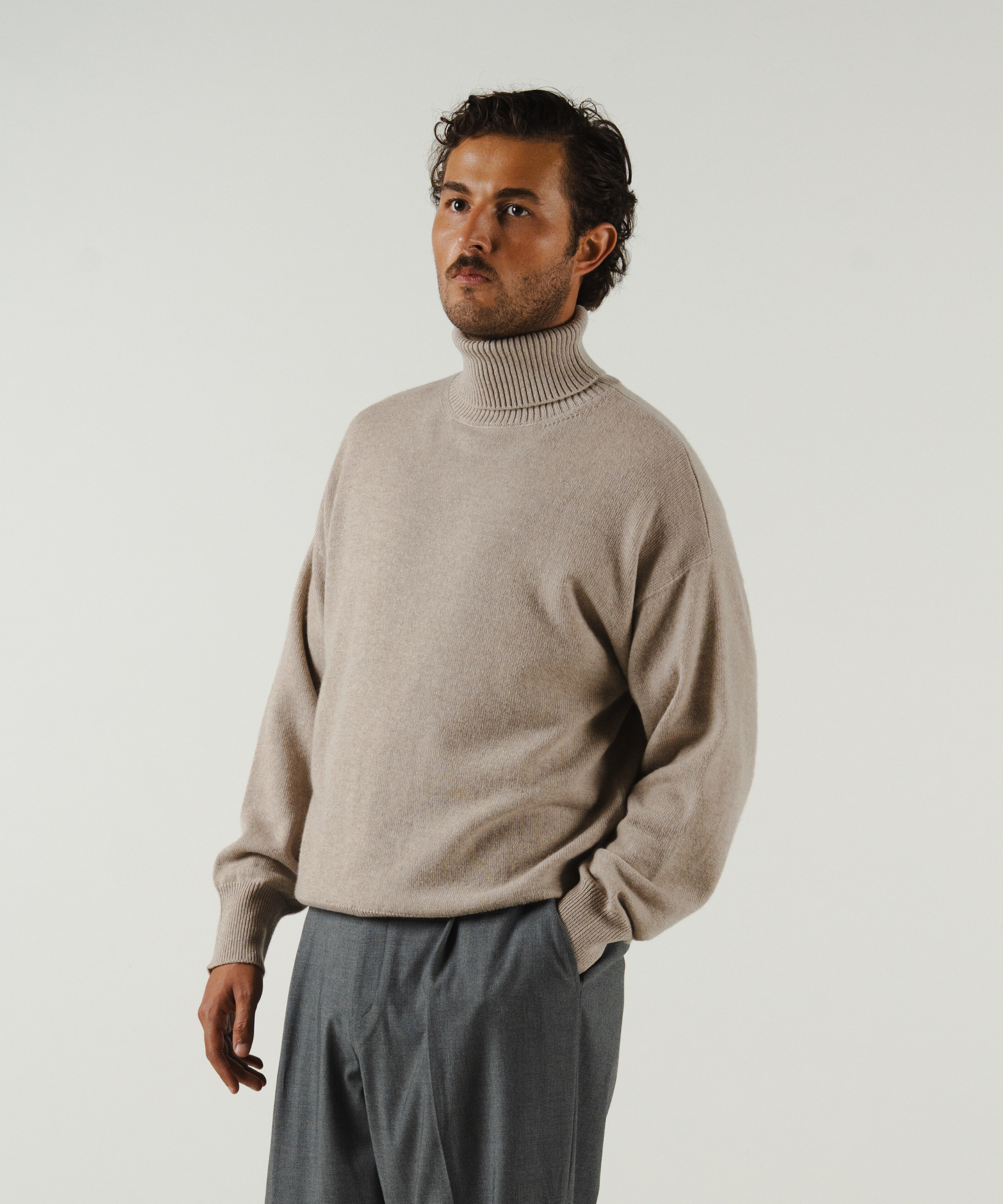 unisex turtleneck beige merino wool cashmere Casa Nodale