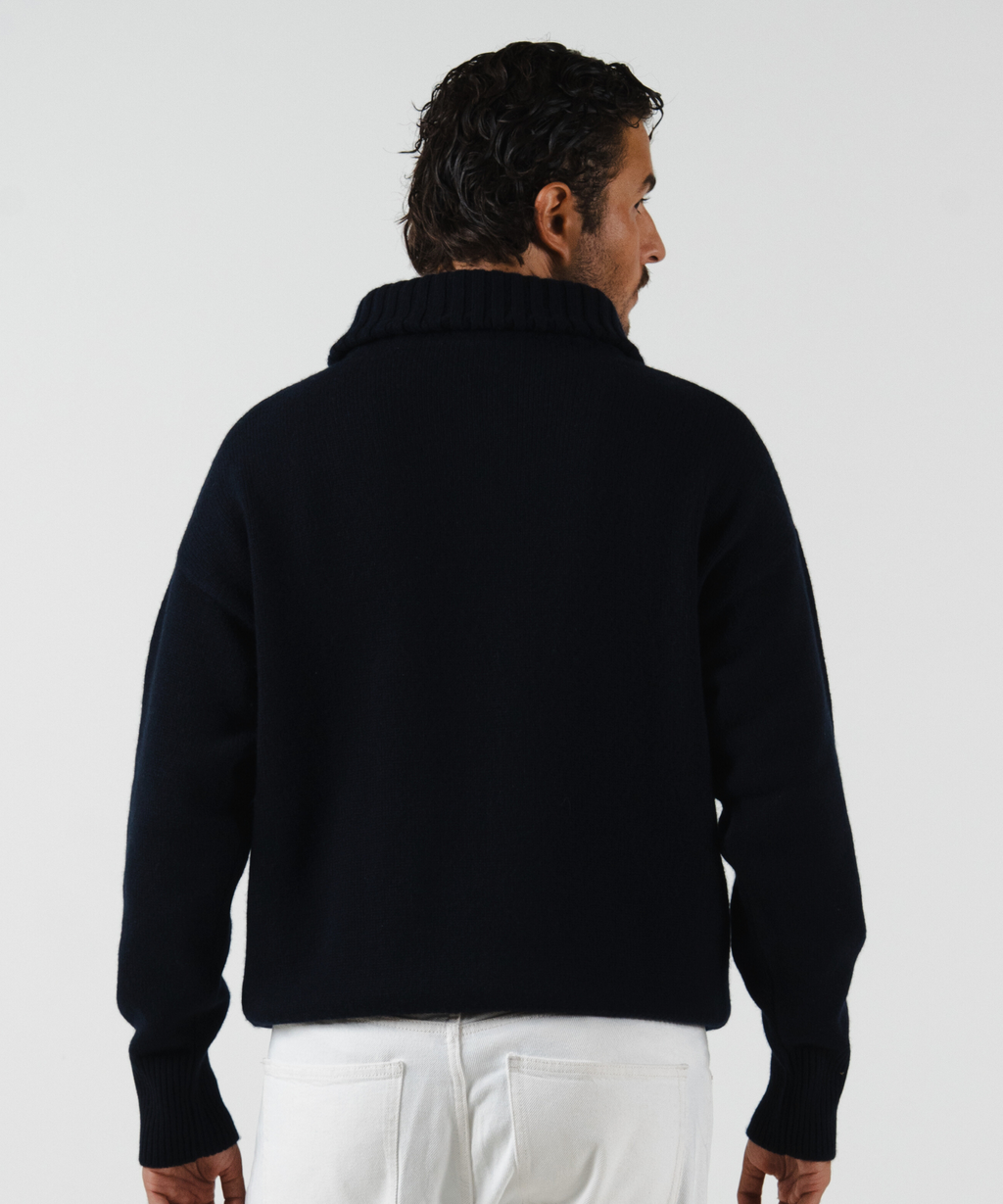 unisex Cardigan blue Navy merino wool cashmere Casa Nodale