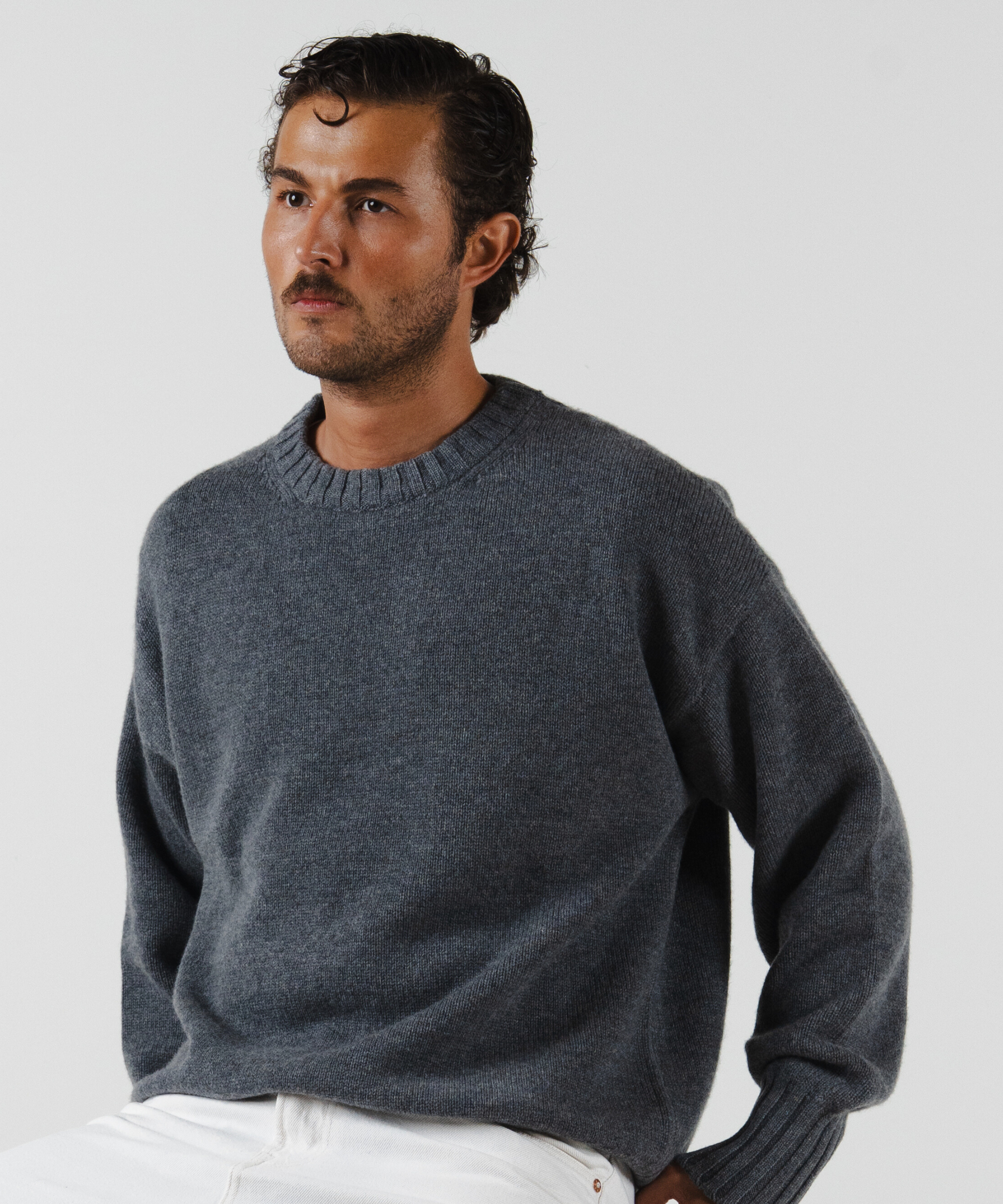 unisex crewneck charcoal grey merino wool cashmere Casa Nodale