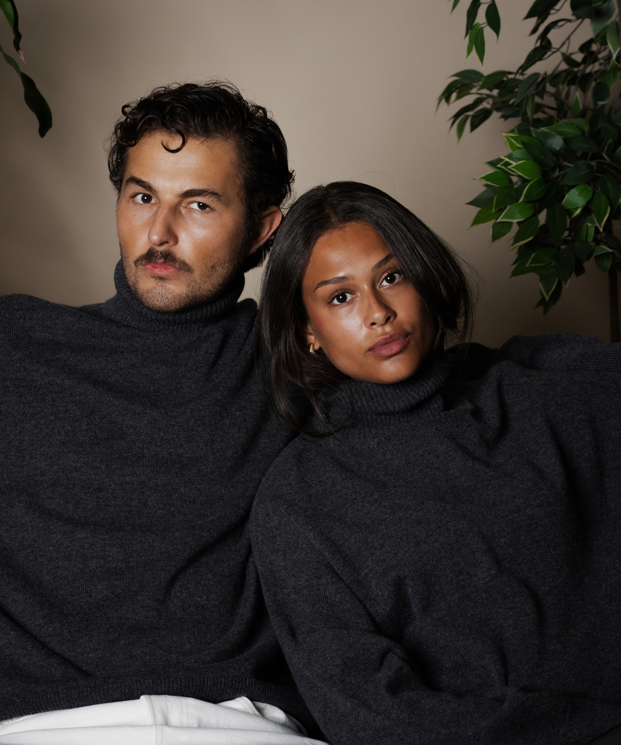 unisex turtleneck charcoal grey merino wool cashmere Casa Nodale