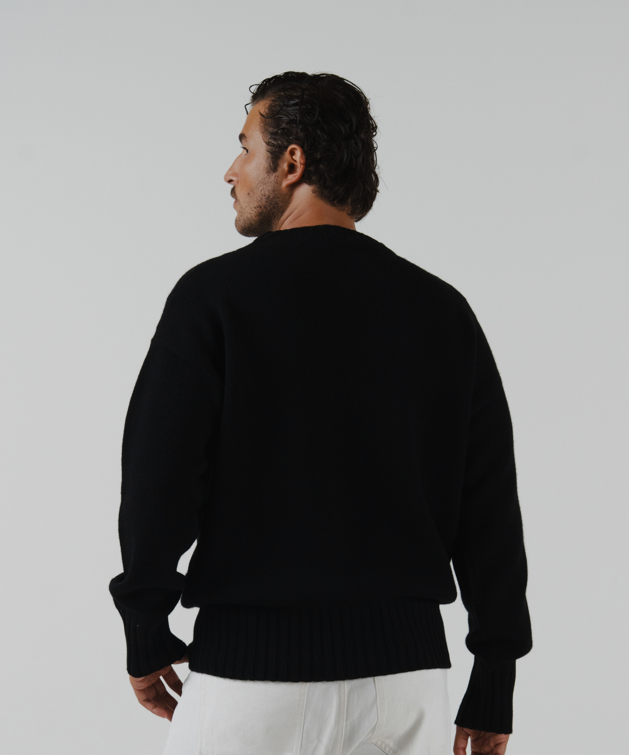unisex crewneck black merino wool cashmere Casa Nodale