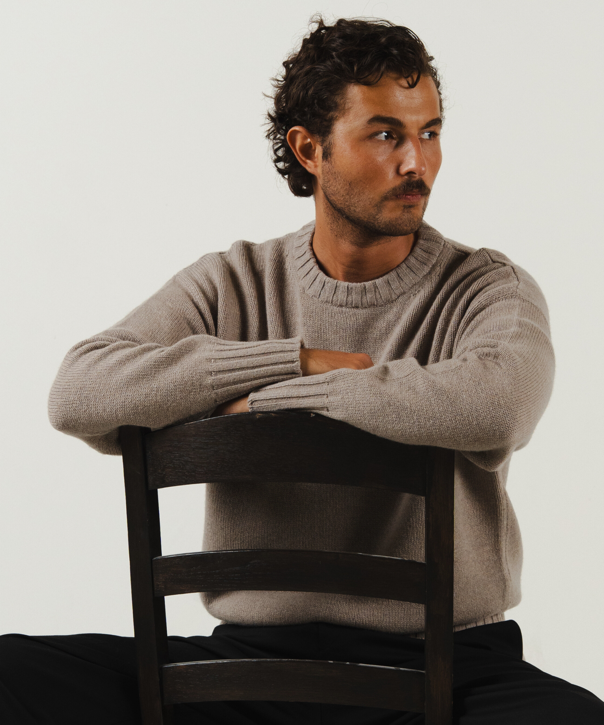 unisex crewneck taupe merino wool cashmere Casa Nodale