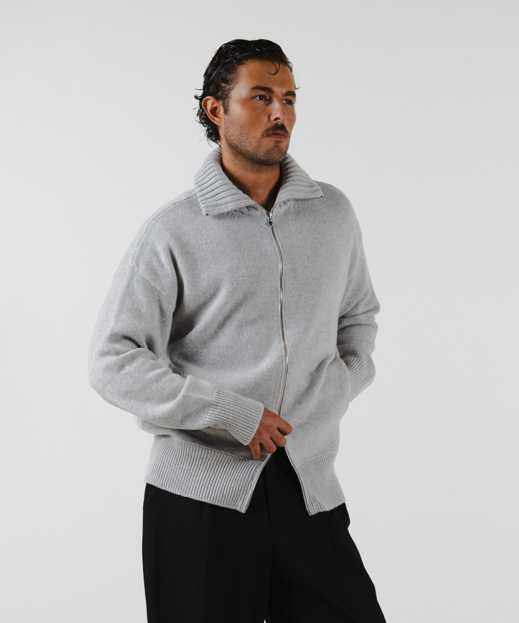 unisex Cardigan light grey merino wool cashmere Casa Nodale