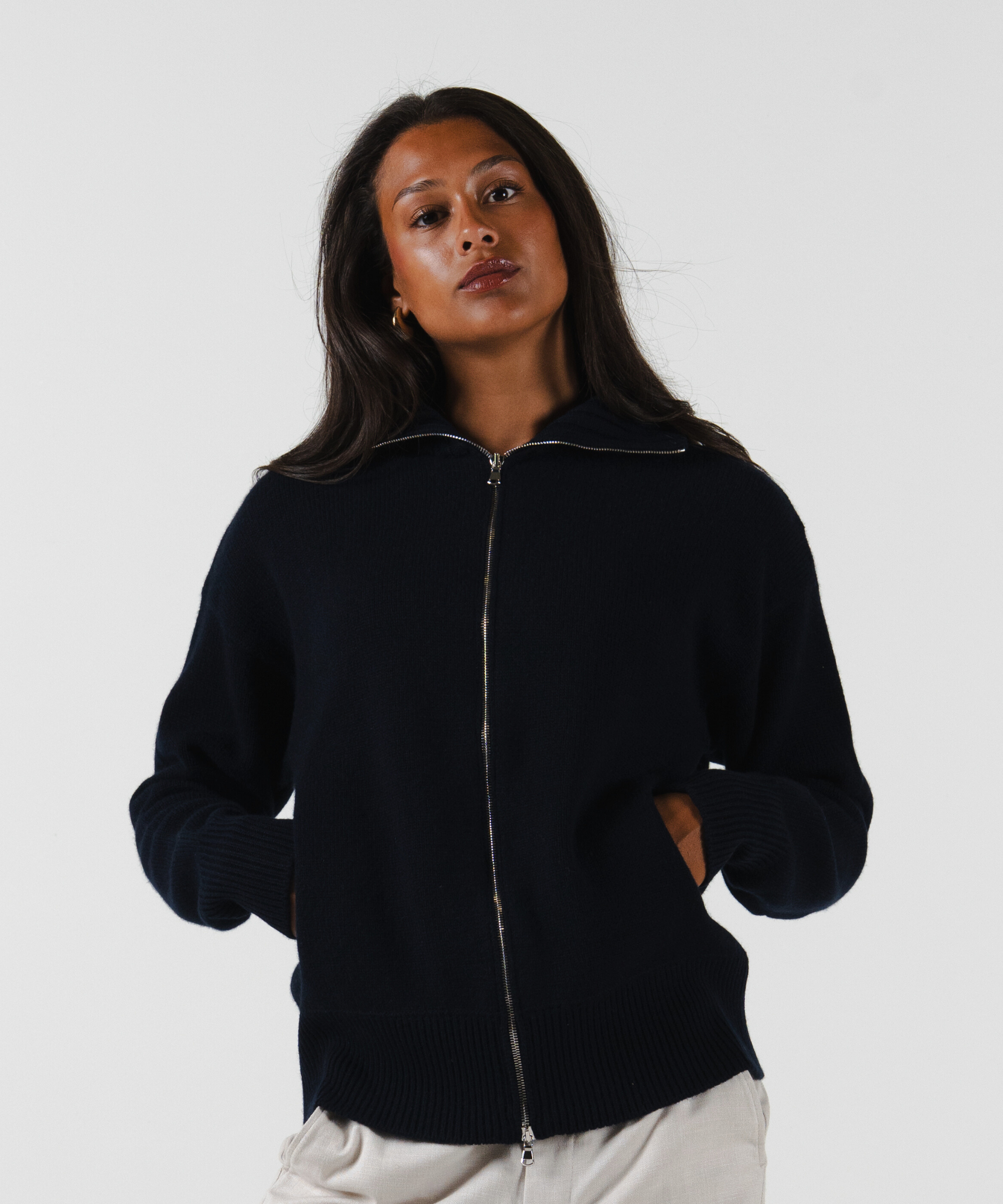 unisex Cardigan blue Navy merino wool cashmere Casa Nodale