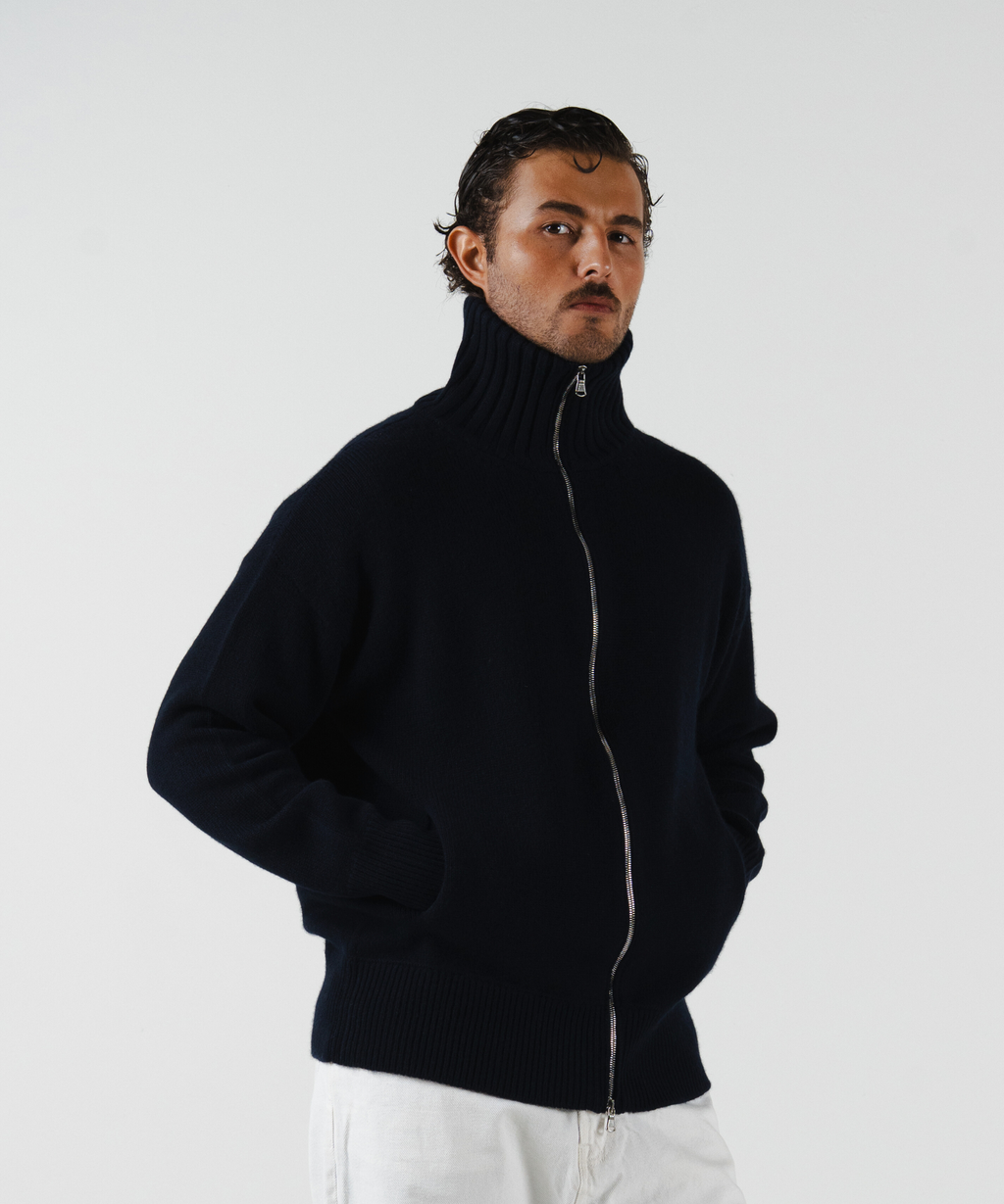 unisex Cardigan blue Navy merino wool cashmere Casa Nodale