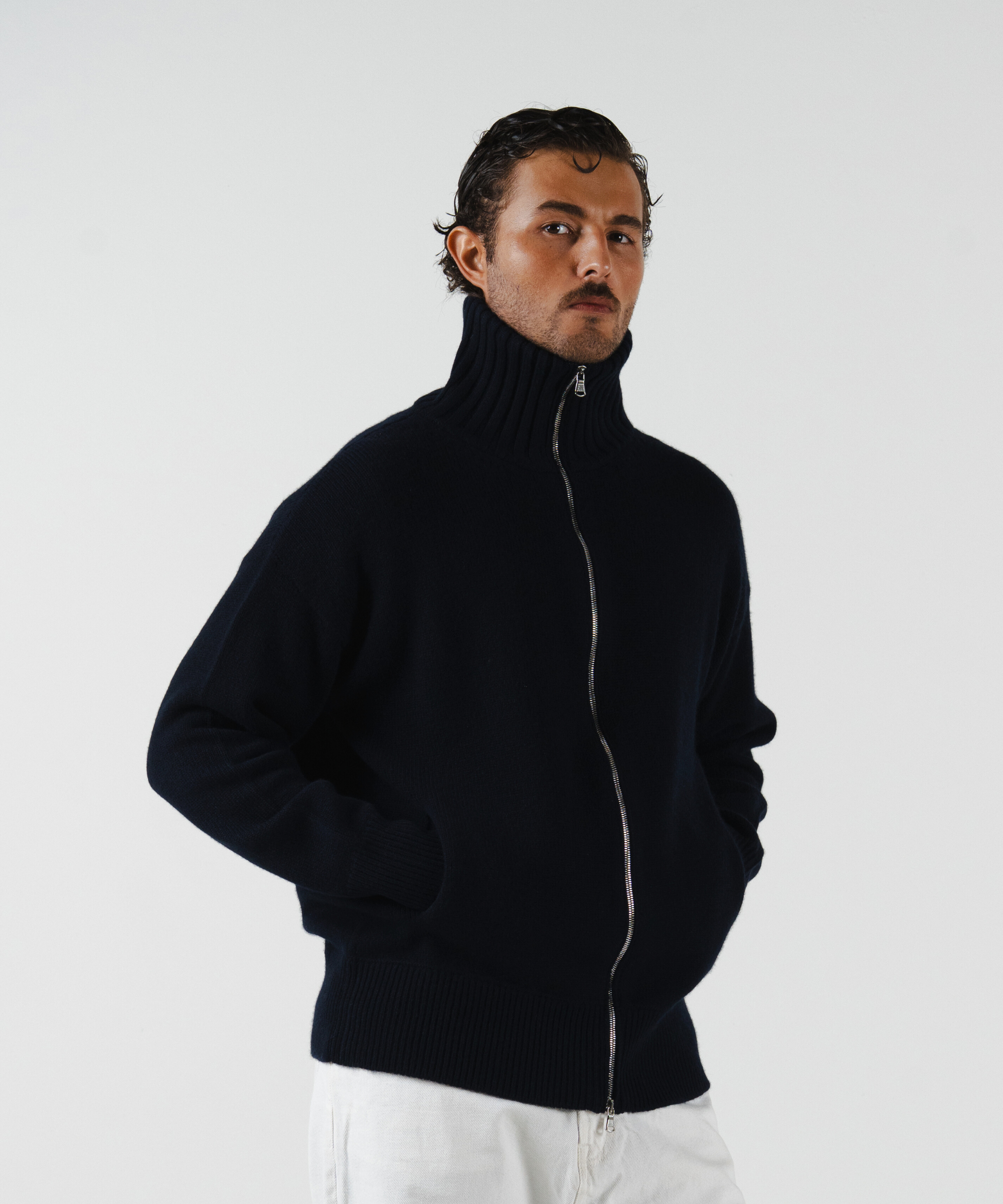 unisex Cardigan blue Navy merino wool cashmere Casa Nodale