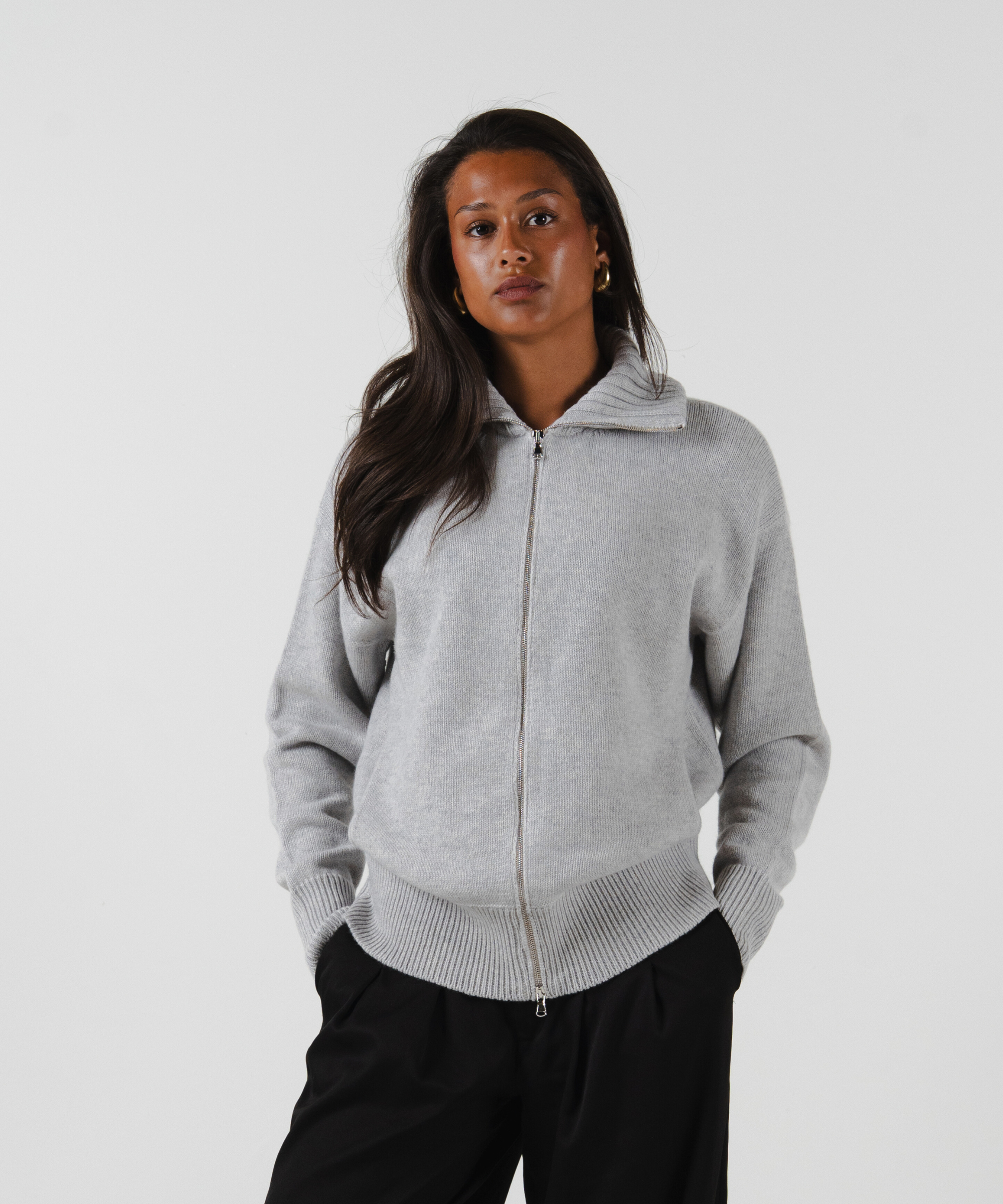 unisex Cardigan light grey merino wool cashmere Casa Nodale